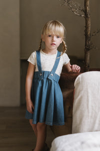 DENIM TENCEL SUSPENDER SKIRT