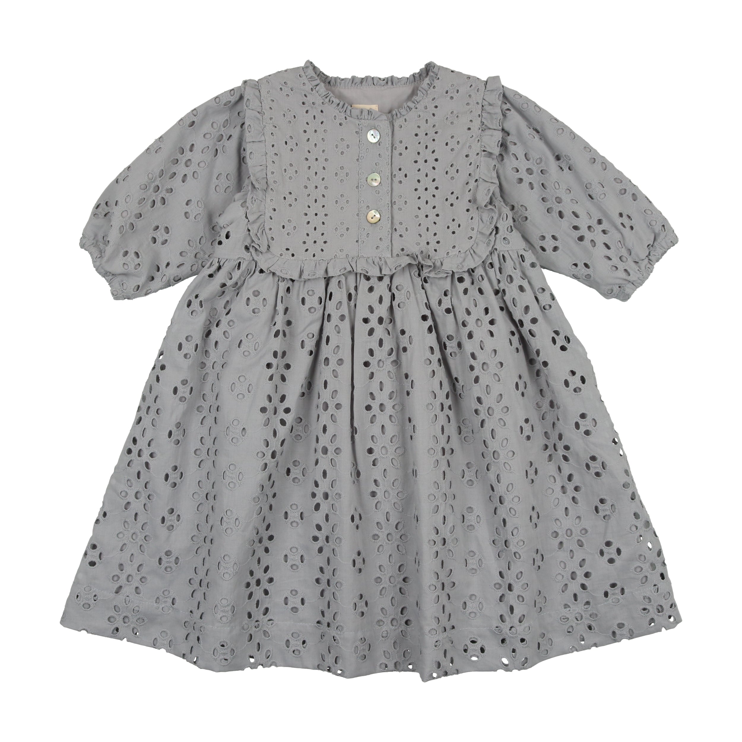 EYELET DRESS THREE QUARTER SLEEVE – Lil Legs Baby