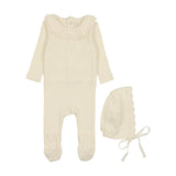 Fine Pointelle Ruffle Collar Footie Set