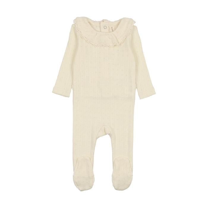 Fine Pointelle Ruffle Collar Footie