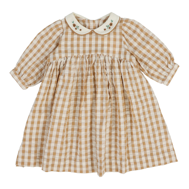 Gingham Dress Three Quarter Sleeve