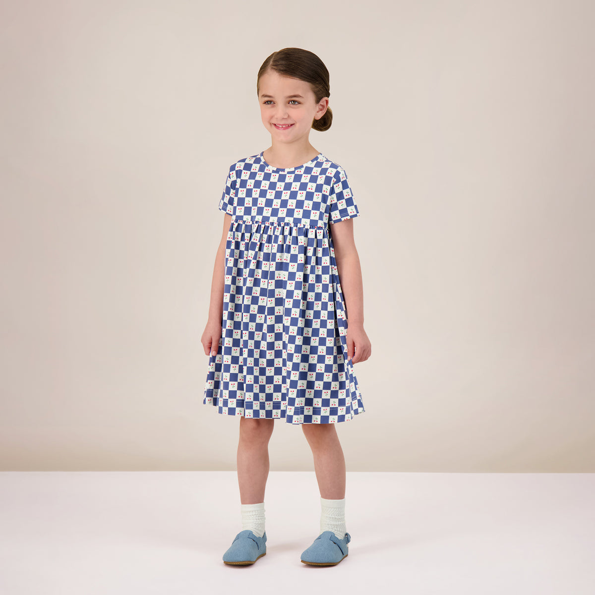 Checked Tulip Dress Short Sleeve