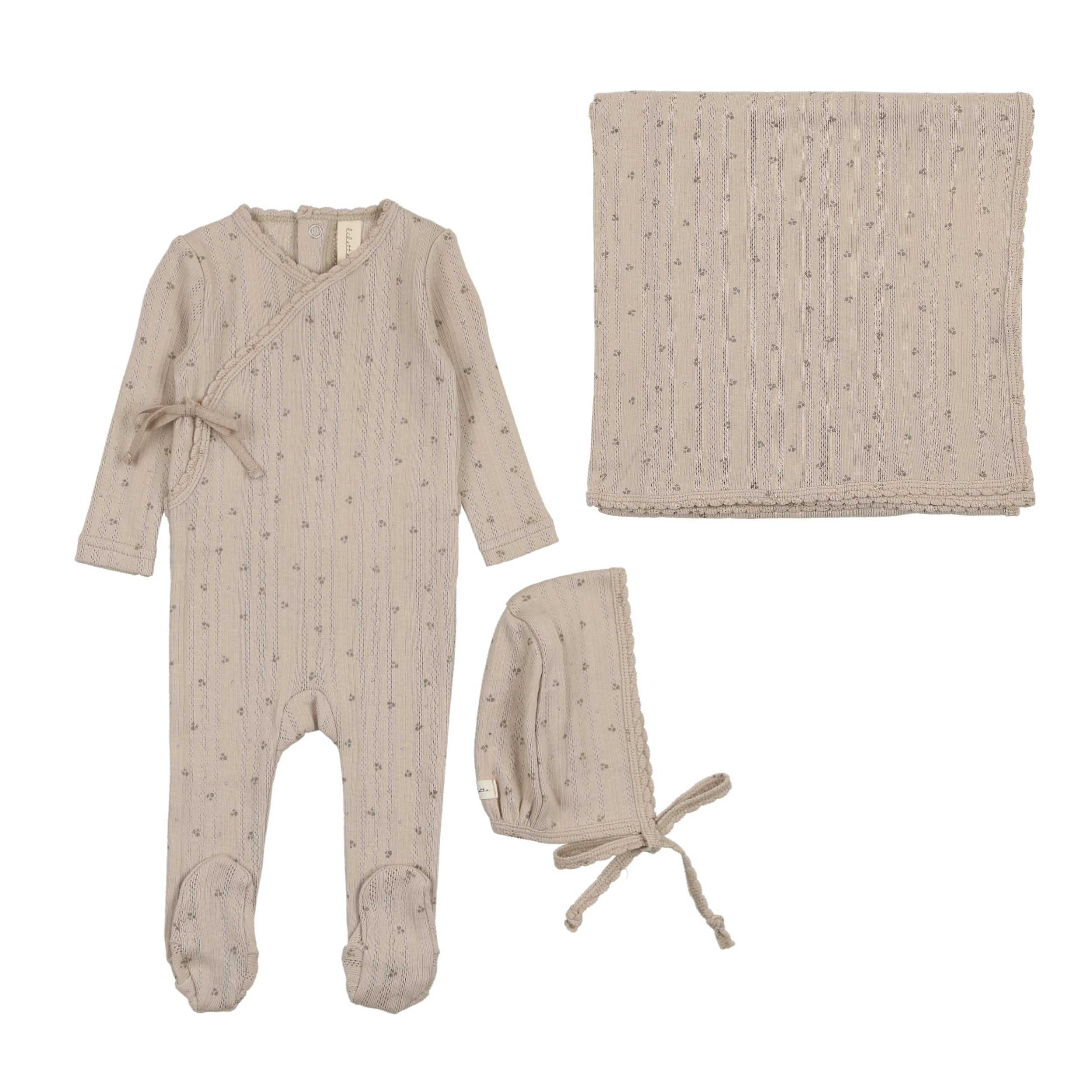 Printed Pointelle Wrap Layette Set