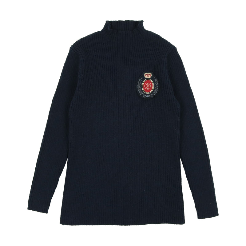 Crest Knit Funnel Neck Sweater