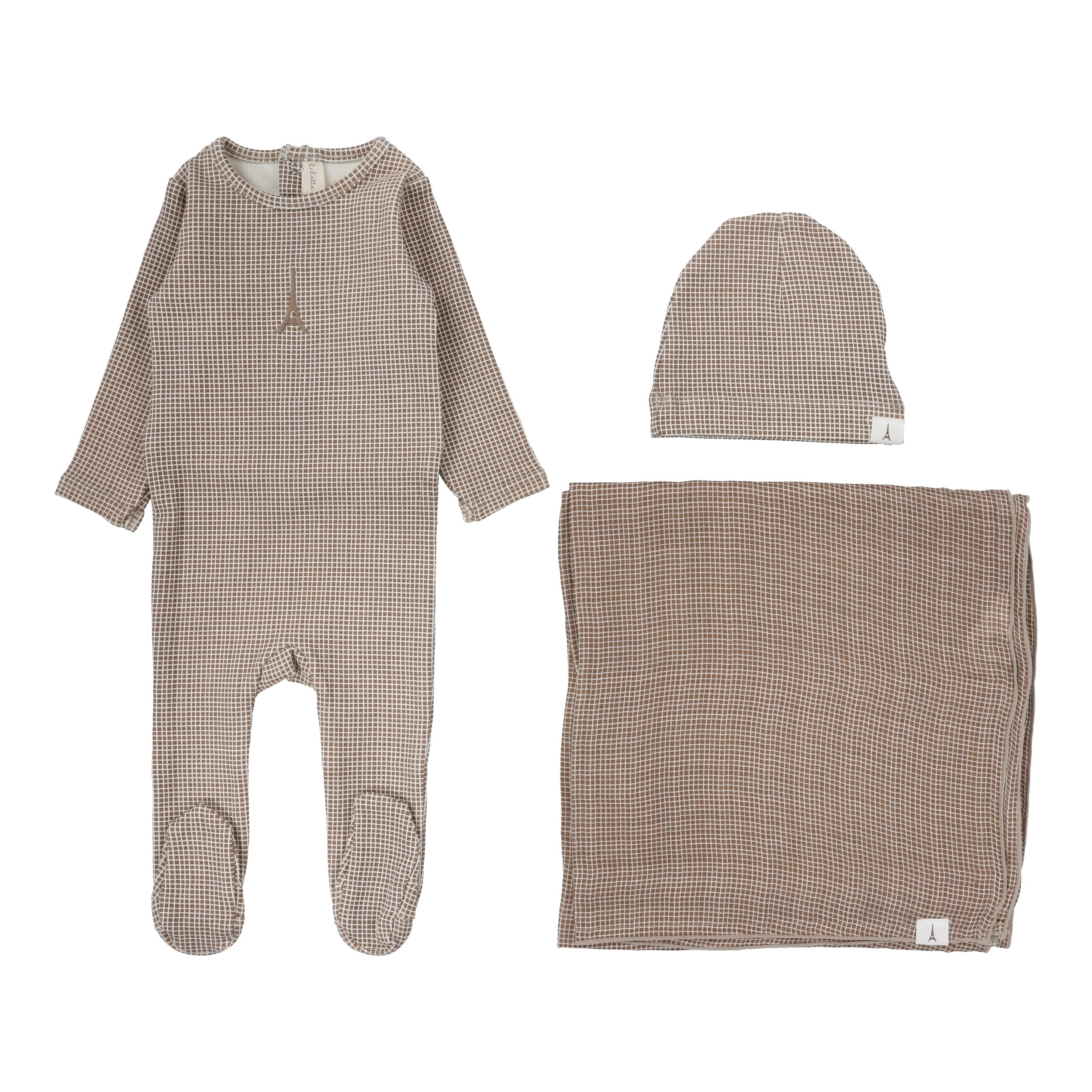 Gingham Print Layette Set